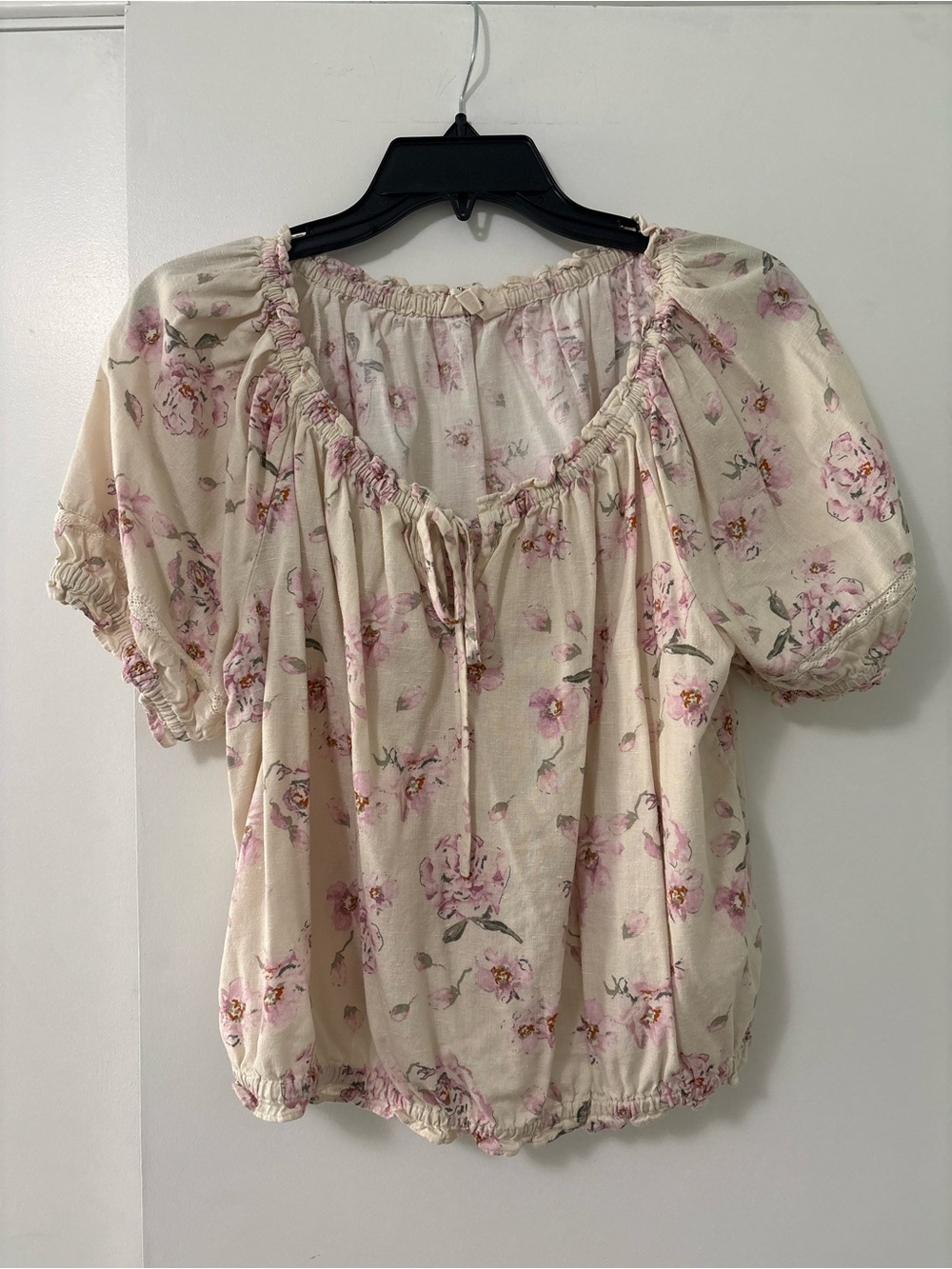 Lucky Brand Puff Sleeve Floral Peasant Top